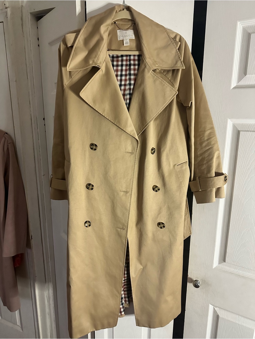 Caslon Tan Double-Breasted Trench Coat